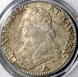 1775-W PCGS AU 58 France Louis XVI Ecu Lille Mint Silver Coin POP 2/0 (26060701D)