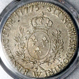 1775-W PCGS AU 58 France Louis XVI Ecu Lille Mint Silver Coin POP 2/0 (26060701D)