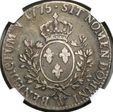 1775-W NGC VF 20 France Louis XVI Ecu Crown Silver Lille Mint Coin (23102503C)