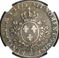 1775-W NGC VF 20 France Louis XVI Ecu Crown Silver Lille Mint Coin (23102503C)