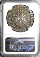 1775-W NGC VF 20 France Louis XVI Ecu Crown Silver Lille Mint Coin (23102503C)
