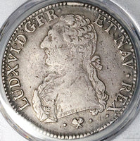 1776-L PCGS VF 30 France Louis XVI Ecu Crown Bayonne Mint Silver Coin (25082703C)