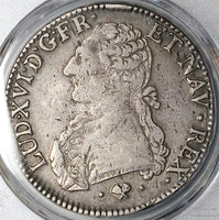 1776-L PCGS VF 30 France Louis XVI Ecu Crown Bayonne Mint Silver Coin (25082703C)