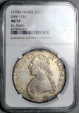 1779-M NGC AU 53 France Louis XVI Ecu Toulouse Mint Crown Pedigree Silver Coin POP 1/0 (26032902D)