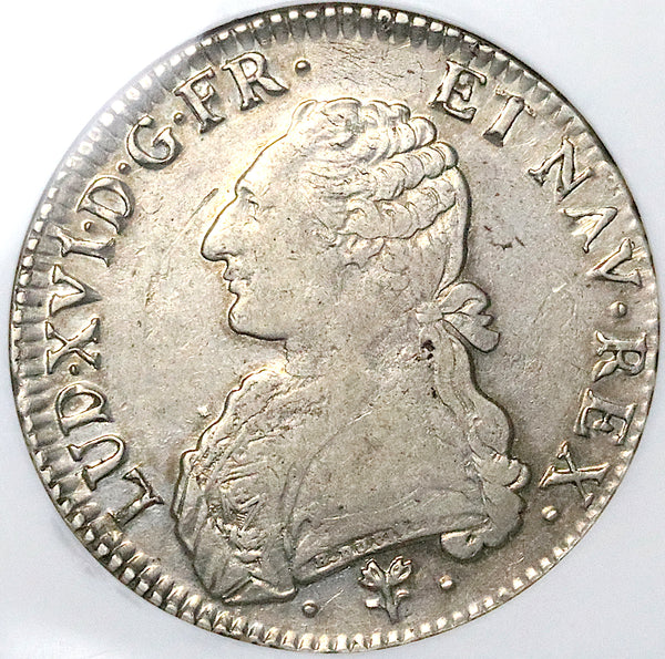 1786-L NGC AU 50 France Louis XVI Ecu Crown Bayonne Mint Silver Coin (24021802C)