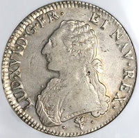 1786-L NGC AU 50 France Louis XVI Ecu Crown Bayonne Mint Silver Coin (24021802C)