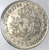1786-L NGC AU 50 France Louis XVI Ecu Crown Bayonne Mint Silver Coin (24021802C)