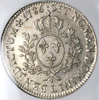 1786-L NGC AU 50 France Louis XVI Ecu Crown Bayonne Mint Silver Coin (24021802C)