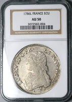 1786-L NGC AU 50 France Louis XVI Ecu Crown Bayonne Mint Silver Coin (24021802C)
