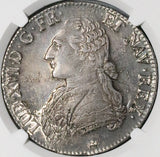 1788-M NGC AU 58 France Louis XVI Ecu Toulouse Mint Silver Crown Coin POP 2/3 (24071302D)
