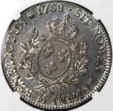 1788-M NGC AU 58 France Louis XVI Ecu Toulouse Mint Silver Crown Coin POP 2/3 (24071302D)