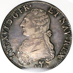 1789-L NGC AU 53 France Louis XVI Ecu Crown Bayonne Mint Silver Coin (25050502C)