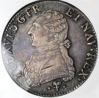 1789-L NGC AU 53 France Louis XVI Ecu Crown Bayonne Mint Silver Coin (25050502C)