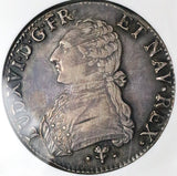 1789-L NGC AU 53 France Louis XVI Ecu Crown Bayonne Mint Silver Coin (25050502C)