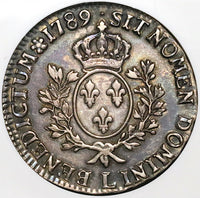 1789-L NGC AU 53 France Louis XVI Ecu Crown Bayonne Mint Silver Coin (25050502C)