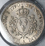 1790/70-A PCGS AU 55  Louis XVI France Ecu Paris Mint Overdate Silver Coin POP 1/0 (26051702C)