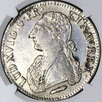 1790-Q NGC Genuine France Louis XVI Ecu Perpignan Mint Crown Silver Coin (24032601C)