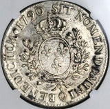 1790-Q NGC Genuine France Louis XVI Ecu Perpignan Mint Crown Silver Coin (24032601C)