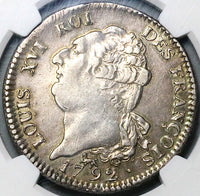 1792-A NGC AU 55 France Louis XVI Ecu Constitution Republic Paris Mint Silver Crown Coin (24071501C)
