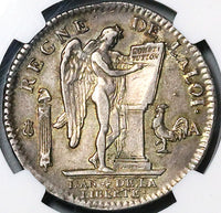 1792-A NGC AU 55 France Louis XVI Ecu Constitution Republic Paris Mint Silver Crown Coin (24071501C)