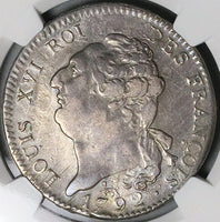 1792-A NGC XF France Louis XVI Ecu Constitution Republic Paris Silver Coin (23083102C)