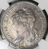 1792-A NGC XF France Louis XVI Ecu Constitution Republic Paris Silver Coin (23083102C)
