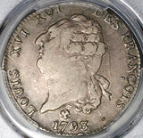 1793-L PCGS XF 40 France Louis XVI Ecu Constitution Bayonne Silver Coin POP 1/2 (23062401D)