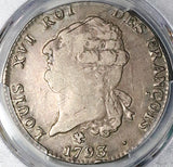 1793-L PCGS XF 40 France Louis XVI Ecu Constitution Bayonne Silver Coin POP 1/2 (23062401D)