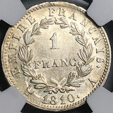 1810-A NGC AU 50 France Napoleon 1 Franc Paris Mint Silver Coin POP 1/5 (24072801C)