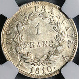 1810-A NGC AU 50 France Napoleon 1 Franc Paris Mint Silver Coin POP 1/5 (24072801C)