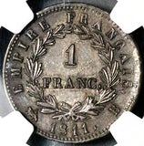 1811-B NGC MS 62 France Napoleon 1 Franc Rouen Mint Rare Silver Coin POP 2/0 (26022501C)