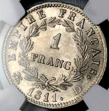 1811-D NGC AU 58 France Napoleon 1 Franc Lyon Rare Silver Coin POP 3/3 (26061603C)