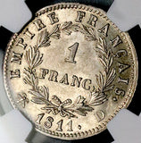 1811-D NGC AU 58 France Napoleon 1 Franc Lyon Rare Silver Coin POP 3/3 (26061603C)