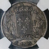 1825-A NGC AU 53 France 1 Franc Charles X Paris Mint 1st Year Silver Coin (25090501C)