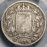 1829-M PCGS VF 20 France 1 Franc Charles X Toulouse Mint 46K Silver Coin POP 1/0 (26040706C)