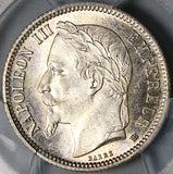 1870-BB PCGS MS 63 France 1 Franc Napoleon III Strasbourg Last Year Silver Coin (23042402C)