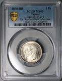 1870-BB PCGS MS 63 France 1 Franc Napoleon III Strasbourg Last Year Silver Coin (23042402C)