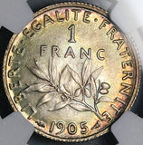 1905 NGC MS65 France 1 Franc Sower Semeuse Paris Mint GEM Silver Coin POP 1/2 (25120903C)
