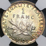 1905 NGC MS65 France 1 Franc Sower Semeuse Paris Mint GEM Silver Coin POP 1/2 (25120903C)