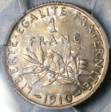 1910 PCGS MS 63 France 1 Franc Sower Mint State Paris Silver Coin (25090502C)