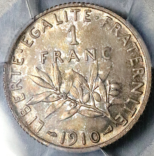 1910 PCGS MS 63 France 1 Franc Sower Mint State Paris Silver Coin (25090502C)