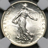 1910 NGC MS 65 France 1 Franc Sower Mint State Paris Gem Silver Coin (26011102C)