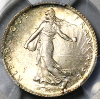 1912 PCGS MS 65 France 1 Franc Sower GEM Mint State Paris Silver Coin (24121801C)