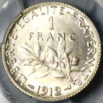 1912 PCGS MS 65 France 1 Franc Sower GEM Mint State Paris Silver Coin (24121801C)