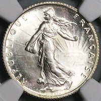 1916 NGC MS 66 France 1 Franc Sower Mint State WW I GEM Silver Coin (24121001C)