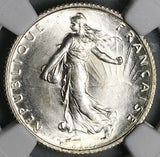 1916 NGC MS 66 France 1 Franc Sower Mint State WW I GEM Silver Coin (24121001C)