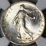 1917 NGC MS 66 France 1 Franc Sower Mint State WW I Silver Coin (24053102C)