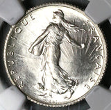 1919 NGC MS 65 France 1 Franc Sower Silver Gem Mint State Paris Coin (25111403C)
