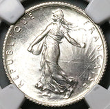 1919 NGC MS 65 France 1 Franc Sower Silver Gem Mint State Paris Coin (25111403C)
