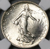 1919 NGC MS 66 France 1 Franc Sower Silver Gem Mint State Paris Coin (24072101C)